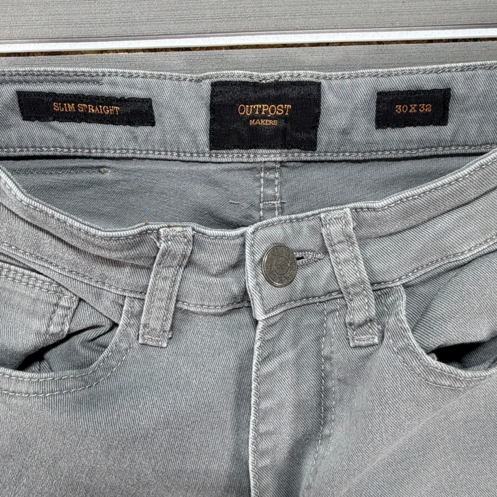 Outpost Makers Slim Straight Grey Jeans Mens 30x32 Stretch Denim Pants‎